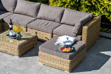 Модуль диванный угловой с подушками, цвет соломенный (гиацинт) 4SIS Лунго YH-C1031W-TW