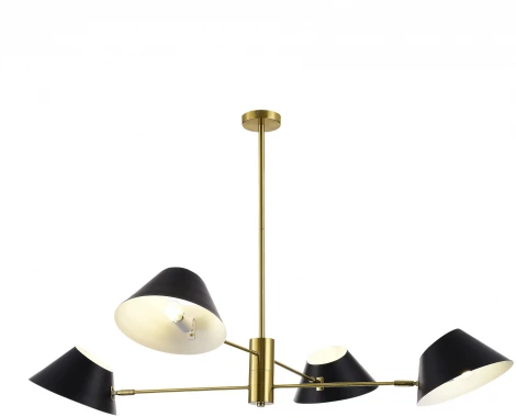Потолочная люстра на штанге Evoluce Norbi SLE1253-343-04 Латунь/Черный, Белый E14 4*60W (220V)