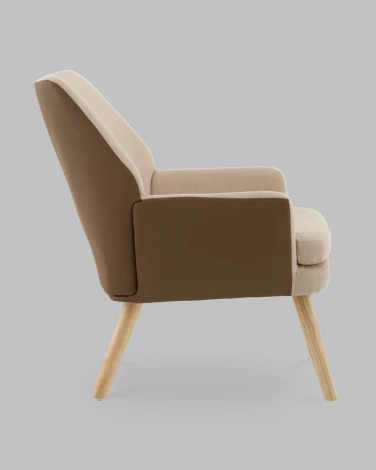 Кресло Харви бежевый с коричневой экокожей деревянные ножки Stool Group арт.УТ000040120
