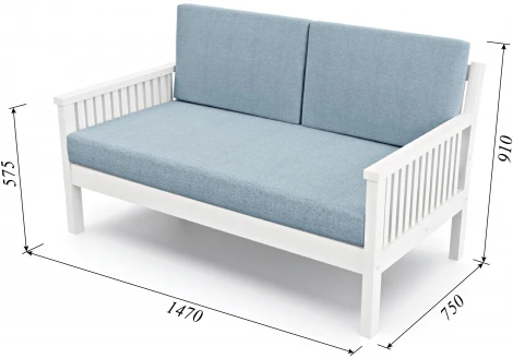 Диван Arsko Норман М белая эмаль голубая рогожка