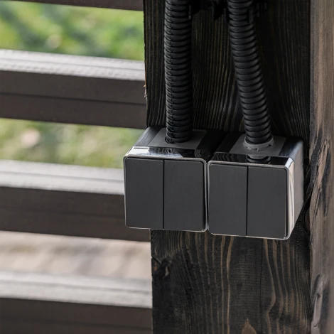 Выключатель двухклавишный влагозащищенный Gallant (графит рифленый) Werkel W5020204 (a051336)