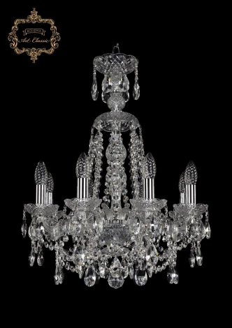 Подвесная люстра Art Classic 11.25 11.25.8.165.XL-62.Cr.Sp (220V, хрусталь, на цепи, подсвечник, свеча)