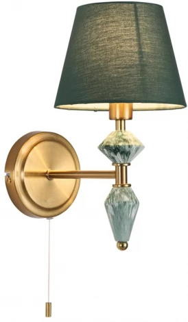 Бра с выключателем сонетка Lumion Vermont 8275/1W латунь/зеленый, металл/керамика/ткань Е14 1*40W 220V