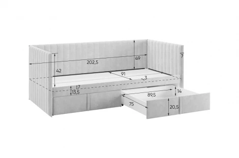 Кровать с ящиками Твикс (Софа) 90х200 см Mebelson (ДСП,Велюр/Зеленый) арт.171562,2764