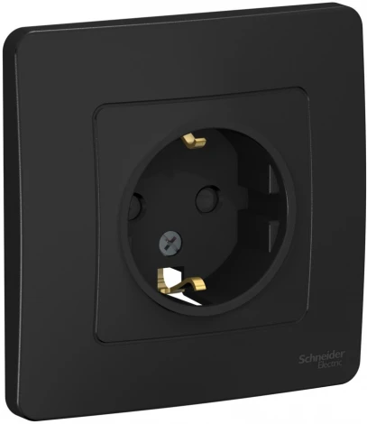 Розетка встраиваемая с заземлением и шторками (антрацит) Systeme Electric Blanca BLNRS001116