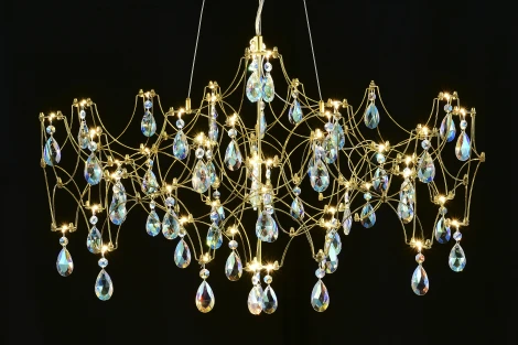 Подвесная люстра светодиодная с пультом и хрустальными подвесками K9 MyFar Ileria MR2653-57P-50СD