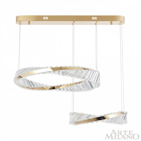 Подвесной светильник ярусный Arte Milano Venezia 318311/D600-D400 GD (регулировка яркости, LED, 220V, хрусталь, пульт управления, на тросе)