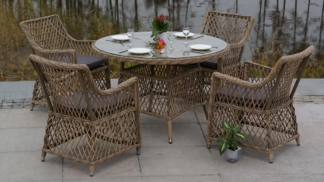 Плетеный круглый стол, диаметр 118 см, цвет соломенный 4SIS Эспрессо YH-T1661G