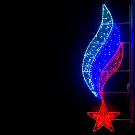 Светодиодная Консоль «Звезда с Российским Флагом» 60 х 200 см, Триколор, 220В Laitcom LC-13407 (IP65)