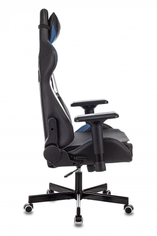Кресло игровое Zombie VIKING TANK черный/синий/белый эко.кожа с подголов. крестовина металл