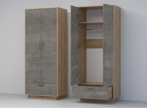 Шкаф Woodville Эго Шк-1 на подиуме дуб крафт золотой / камень темный 455855