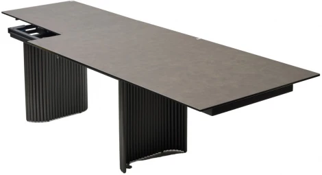 Стол M-City RAGNAR 180 цвет 1697 Коричневая кожа, керамика / Темно-серый каркас