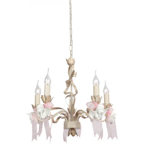 Подвесная люстра Lucia Tucci Angelo 147.5 Ivory (220V, на цепи, подсвечник, свеча, ленточки, ангелы)