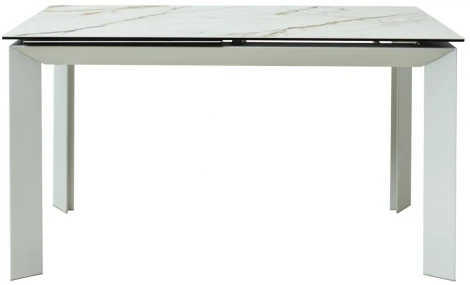 Стол CREMONA 180 KL-188 Контрастный мрамор матовый, итальянская керамика/ белый каркас М-City