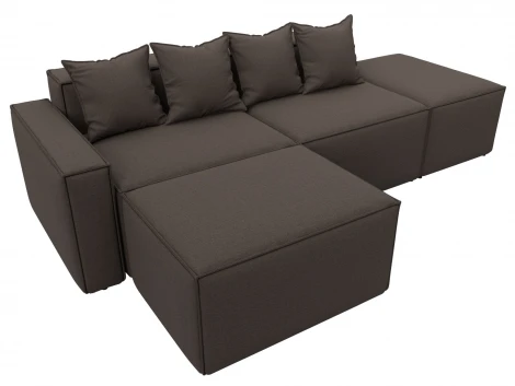 Диван угловой модульный Лига-063 угол левый (ДСП/Пластик/Рогожка/Коричневый) Лига Диванов 129784L