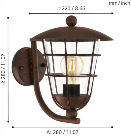 Настенный фонарь уличный Eglo Pulfero 1 94854