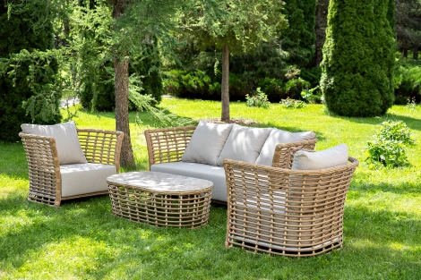 "Валенсия" лаунж-зона из искусственного ротанга, цвет соломенный 4SIS арт.УТ-00009998