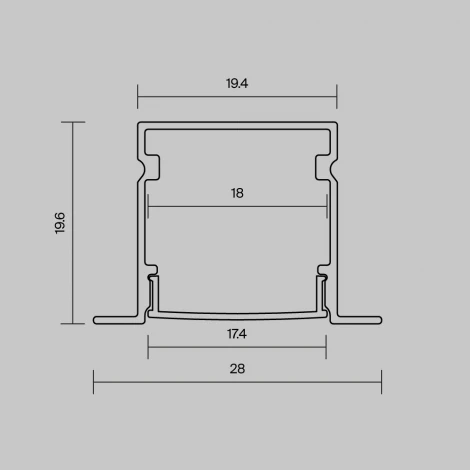Алюминиевый профиль встраиваемый с накладным фланцем 27x20 серебро, 2 м Maytoni Led Strip 632017