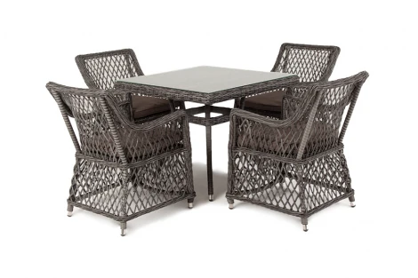Обеденная группа плетеная на 4 персоны, цвет графит 4SIS Айриш AC4T-5-SET graphite