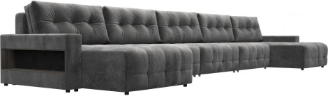 Диван п-образный с полками Лига-053 НПБ МегаЛонг Лига Диванов (Велюр) арт.129017