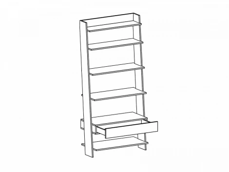 Стеллаж Strike широкий с ящиком ОГОГО 332018 (ясень коимбра, белый)