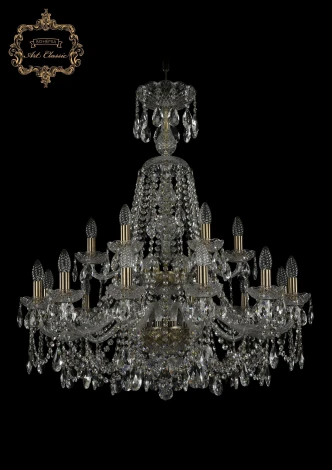 Подвесная большая люстра Art Classic 11.25 11.25.12+6.300.2d.XL-94.Br.Sp (220V, хрусталь, на цепи, подсвечник, свеча)