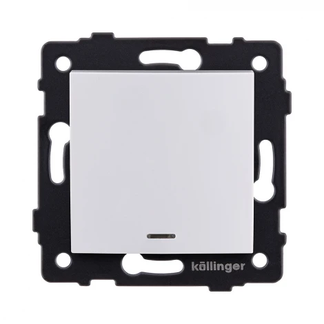 Выключатель 1-клавишный перекрестный 10А/250В с LED подсветкой, изогнутый, белый Kollinger REA-R-015WH для Aspekt, Eleganz, Reflex