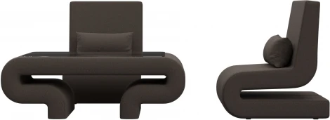 Набор Волна-3 (стол, 2 кресла) (Коричневый/Рогожка) Лига Диванов арт.125332