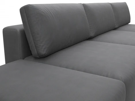 Диван прямой модульный с пуфом Лига-060 НПБ Лонг (ЛДСП,Брус,Фанера/Пластик/Замша/Серый) Лига Диванов 129486