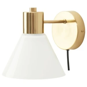 ФЛУГБУ Бра, желтая медь, стекло