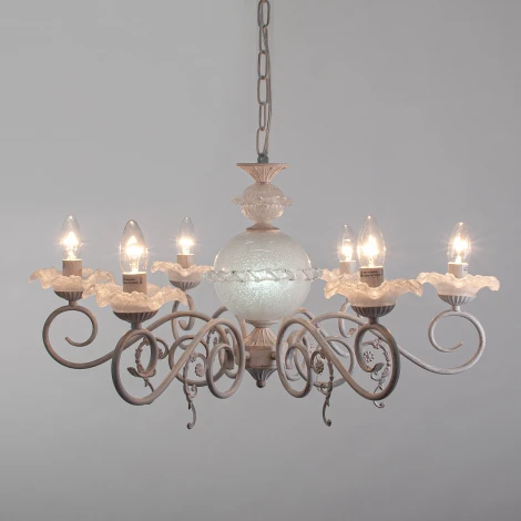 Подвесная люстра Abrasax L.8302-6CREAM/G (220V, на цепи, свеча)