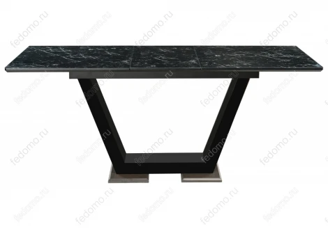 Стол на тумбе Woodville Иматра мрамор черный / черная шагрень / камень 462404