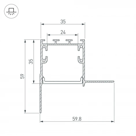 Профиль SL-LINIA32-FANTOM-EDGE-2000 ANOD (Алюминий) 027159 Arlight FANTOM
