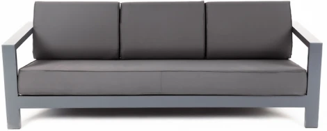 "Гранада" диван 3-местный, каркас алюминий темно-серый (RAL7024) шагрень, ткань темно-серая 027 4SIS арт.УТ-00006823