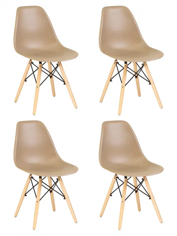 Набор 4 шт стул обеденный DOBRIN DSW (ножки светлый бук, цвет бежевый (GR-03))