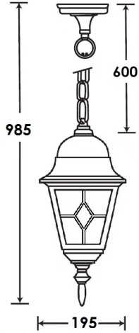Уличный светильник подвесной Oasis Light QUADRO M lead GLASS 79905MlgW Bl (220V, на цепи, фонарь, IP44)