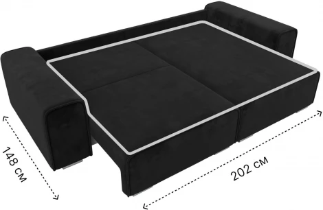 Диван угловой Лига-029 правый угол (Черный/Велюр) Лига Диванов арт.121929