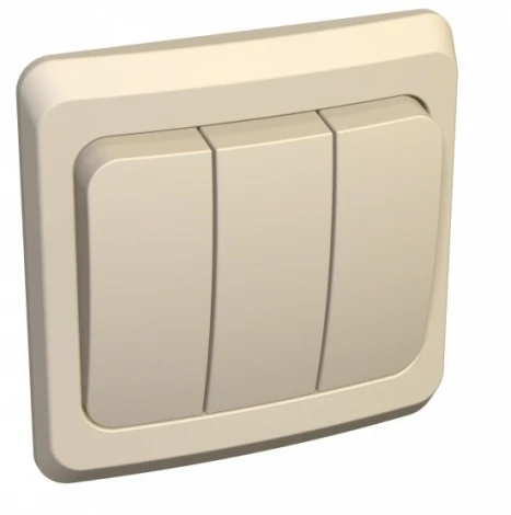 Выключатель встраиваемый трехклавишный (кремовый) Systeme Electric Этюд BC10-003K