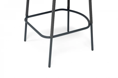 "Бордо" стул барный плетеный из роупа, каркас из стали темно-серый (RAL7024) муар, роуп серый 15мм, ткань темно-серая 027 NEW 4SIS BOR-BCH-st002 RAL7024 Mua grey(D-gray027)