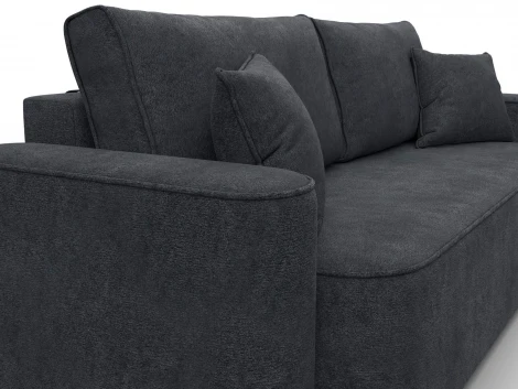 Диван прямой Лига-118 НПБ (ДСП,ЛДСП,Брус,Фанера,Велюр/Темно-серый) Лига Диванов 137083