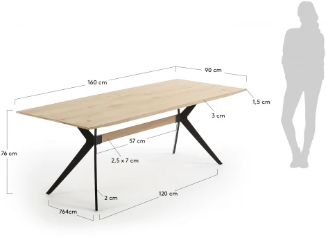 Стол обеденный La Forma (ex Julia Grup) Amethyst (Цвет дуб/ Металл,Шпон,Шпон дуба,Дуб,Сталь,Дерево)