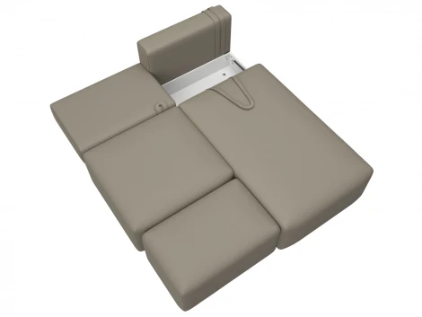 Диван угловой модульный с пуфом Лига-060 НПБ угол универсальный (ЛДСП,Брус,Фанера/Пластик/Экокожа/Бежевый) Лига Диванов 130064