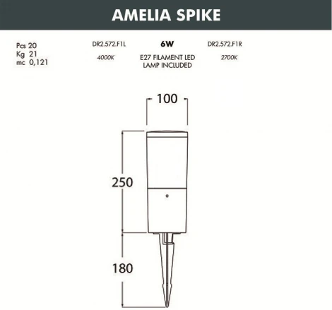 Грунтовый светильник Fumagalli Amelia DR2.572.000.LYF1R (220V, IP55)