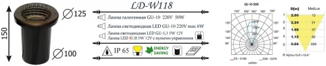 Встраиваемый светильник уличный LD-Lighting LD-W LD-W118 (220V, IP65)