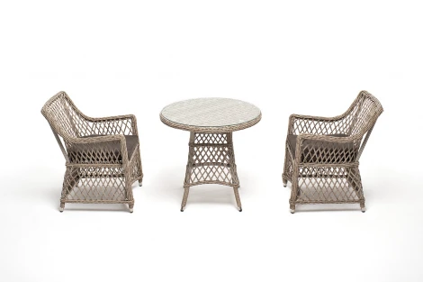 Обеденная группа плетеная, цвет бежевый 4SIS Эспрессо-80 L ECL2T1-3-SET beige