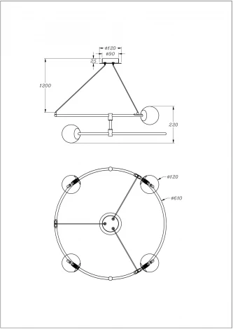 Подвесная люстра Maytoni Balance MOD317PL-04B (220V, на тросе, шарики, кольцо)