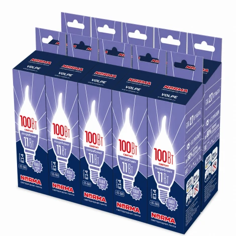 Лампочка светодиодная E14 11Вт Volpe NORMA LED-CW37-11W/6500K/E14/FR/NR SET10