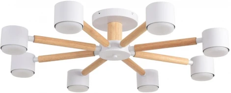 Потолочная люстра на штанге Lumion Vudi 8306/8C белый, дерево/металл GX53 LED 8*7W 220V