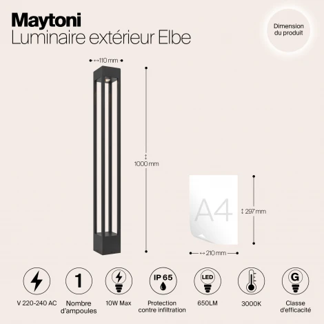 Наземный светильник Maytoni Elbe O424FL-L10GF (LED, 220V, IP65)