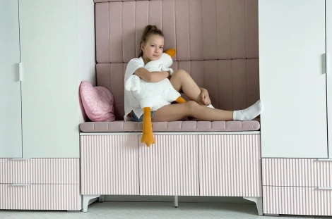 Зефир Тумба 115.01 Mebelson (ЛДСП,МДФ,Металл/Светлое дерево,Розовый) арт.UL.115-M.103.01.3095